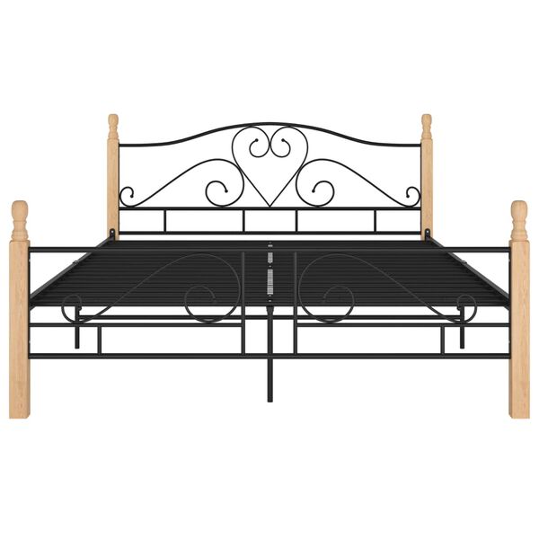 vidaXL Bed Frame with Headboard without Mattress Black 140x200 cm Metal