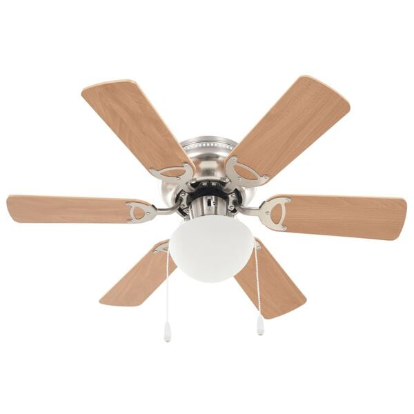 vidaXL Ornate Ceiling Fan with Light 82 cm Light Brown