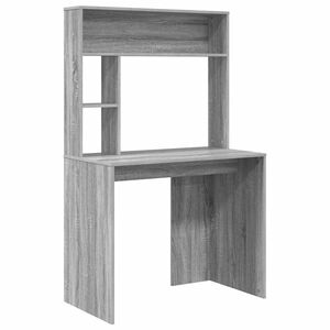 vidaXL Desk with Shelf Grey Sonoma 91 x 50 x 149 cm Engineered Wood