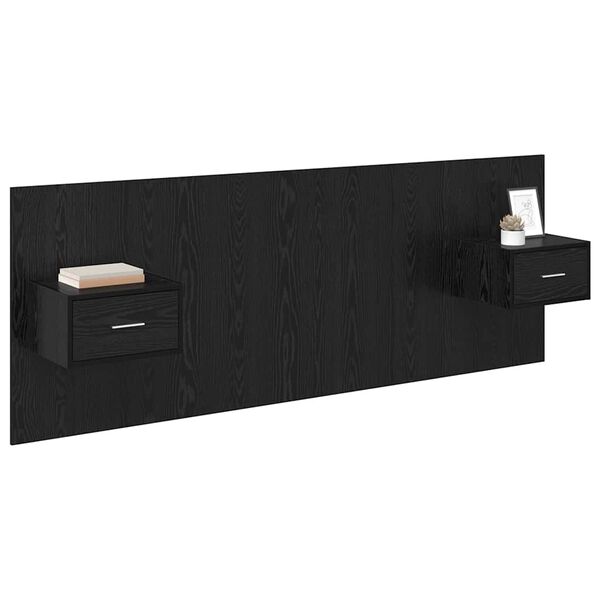 vidaXL Headboard with Cabinet 3 pcs Black Oak Engineered Wood
