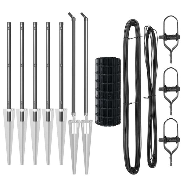 vidaXL Fence with Post Grey 0.8 x 10 m Steel and PVC