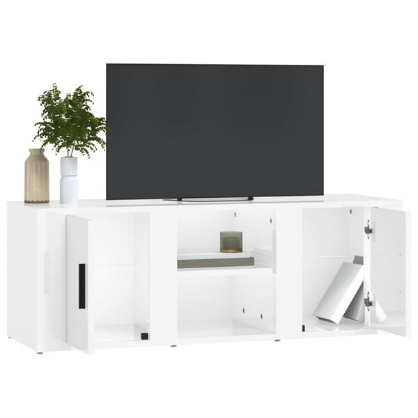 vidaXL TV Cabinet High Gloss White 100x31.5x35 cm Engineered Wood