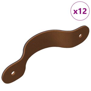 vidaXL Cabinet Handles 12 pcs Brown 140 x 25 x 2.3 mm PU