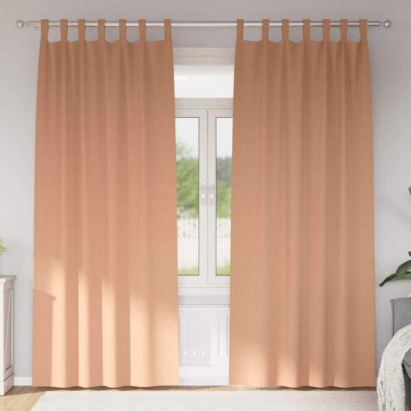 vidaXL Blackout Curtains with Rings 2 pcs Light Brown 245 x 140 cm
