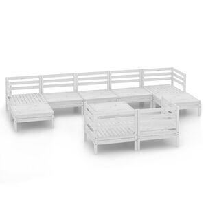 vidaXL 10 Piece Garden Lounge Set White Solid Wood Pine