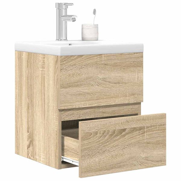 vidaXL 2 Piece Bathroom Furniture Set Sonoma Oak Engineered Wood