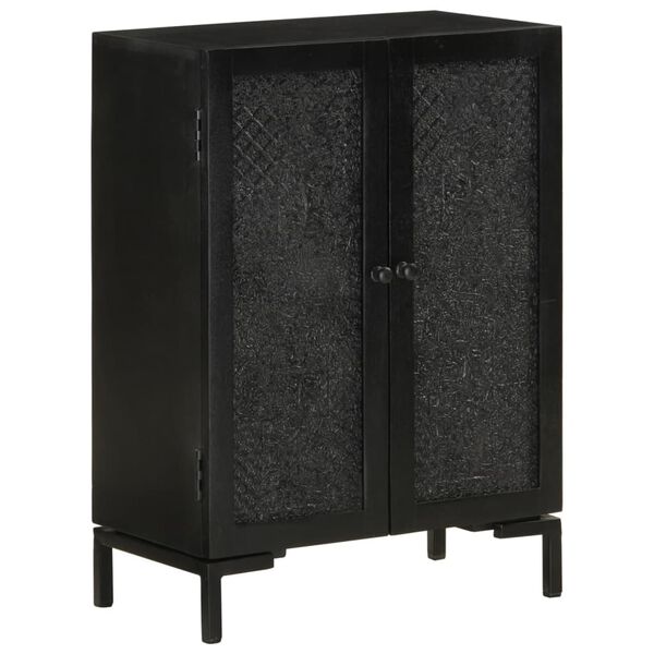 vidaXL Sideboard Black 55x30x77 cm Solid Wood Mango and Iron