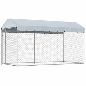 vidaXL Dog Kennel | Grey | Galvanised steel and polyethylene | Large