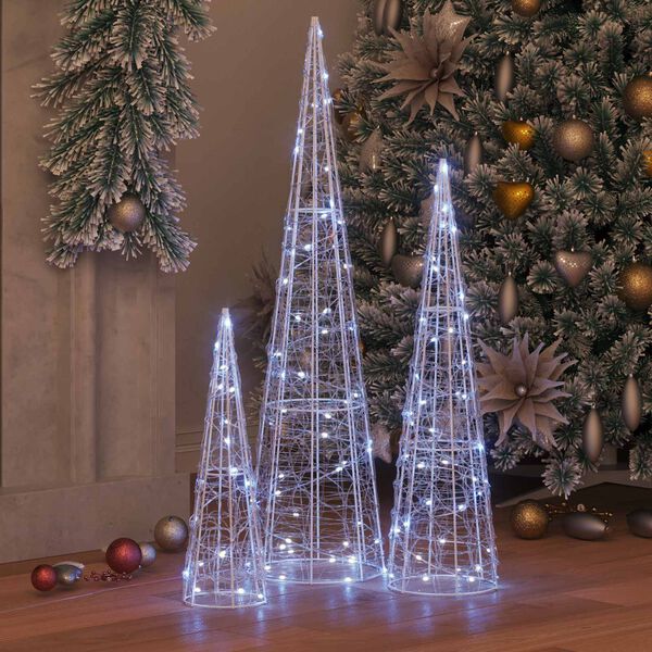 vidaXL Christmas Tree 3 pcs Cold white 20 x 20 x 80 cm Acrylic
