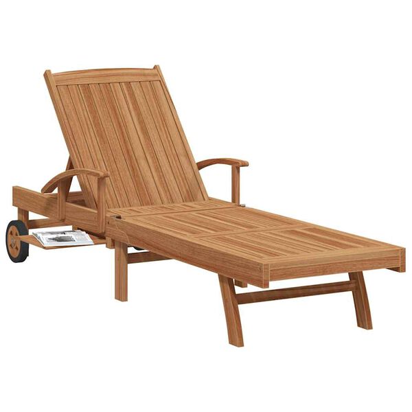 vidaXL Sun lounger Folding Brown 195 x 59 x 78.5 cm Solid Teak Wood