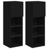 vidaXL TV Cabinets with LED Lights 2 pcs Black 30.5x30x90 cm