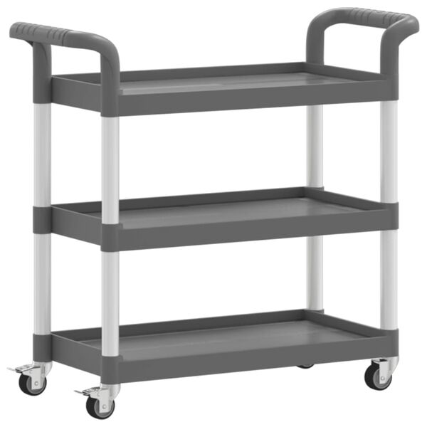 vidaXL 3-Tier Trolley Grey 77x34x72 cm Aluminium