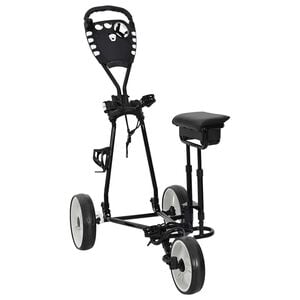 vidaXL Golf Trolley with Seat Black and White Iron Foldable