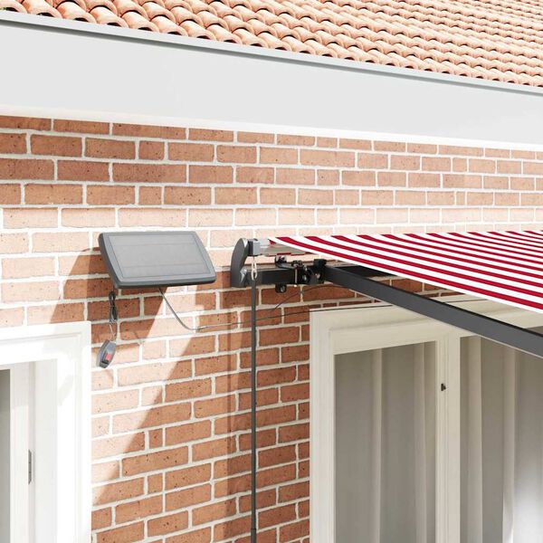vidaXL Retractable Awning Manual Red and white 300 x 250 cm Fabric