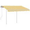 vidaXL Manual Retractable Awning with Posts 3.5x2.5 m Yellow and White