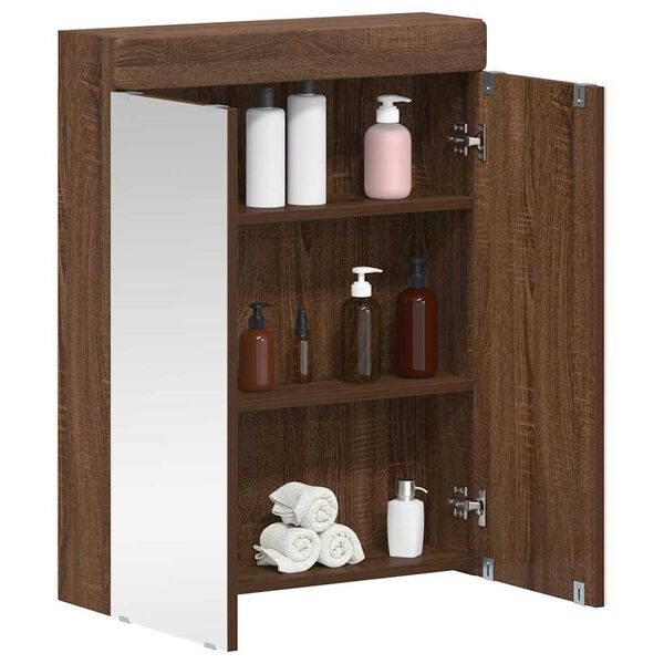 vidaXL Bathroom Mirror Cabinet TULUM Brown Oak 60 x 16.5 x 78 cm