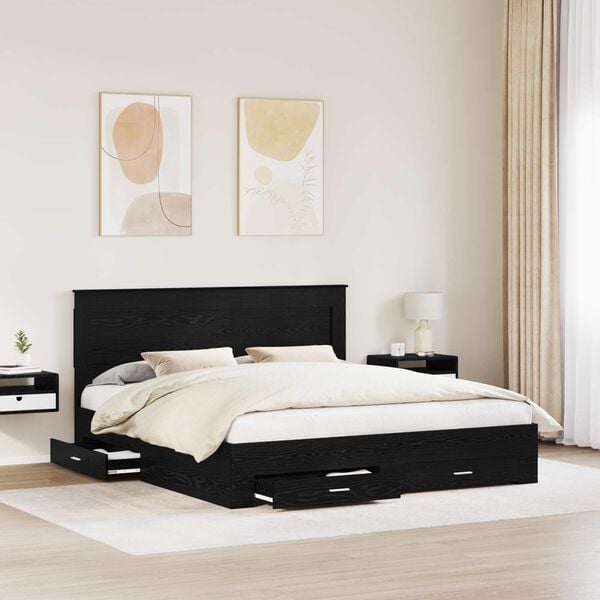 vidaXL Bed Frame with Drawer with Headboard Manual Engineered Wood