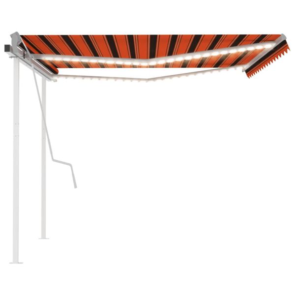 vidaXL Manual Retractable Awning with LED 4x3 m Orange and Brown