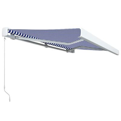 vidaXL Manual Cassette Awning 400x300 cm Blue and White