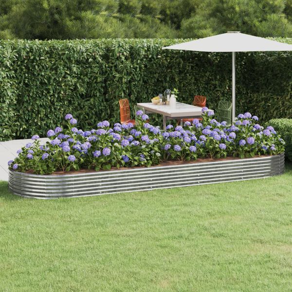 vidaXL Garden Raised Bed Galvanised Steel 450x140x36 cm Silver
