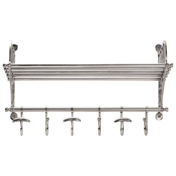 vidaXL Luggage Rack with Coat Hangers Wall Mounted Aluminium