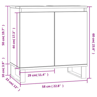 vidaXL Bathroom Cabinet Concrete Grey 58x33x60 cm Engineered Wood