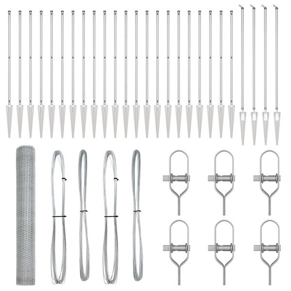 vidaXL Fence Post Silver 50 x 1.4 m (25 mm mesh) Steel