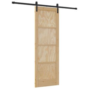 vidaXL Sliding Door 73.5 x 211 cm Solid Pine Wood Natural and Black