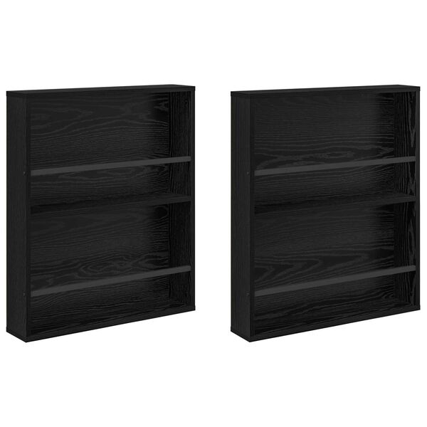 vidaXL Magazine Rack 2 pcs Black Oak 60 x 12 x 70 cm Engineered Wood