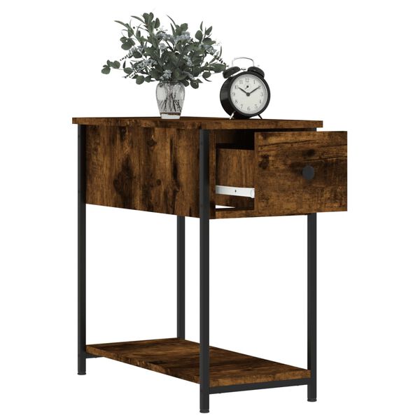 vidaXL Bedside Cabinet Smoked Oak 30x60x60 cm Engineered Wood