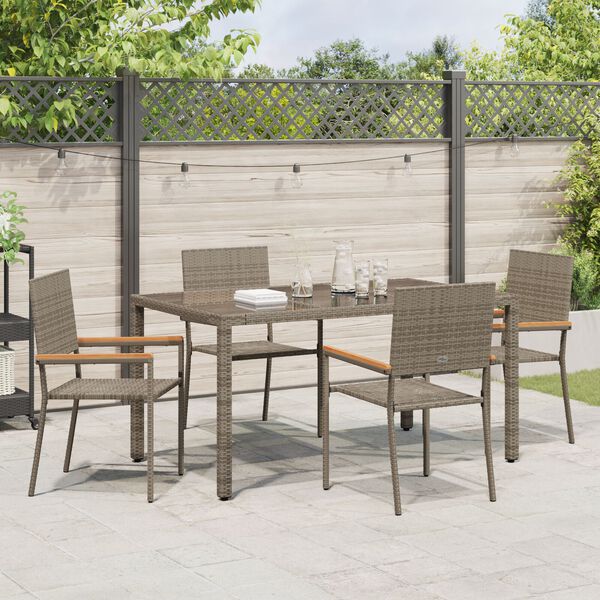vidaXL Garden Dining Set 5 pcs Grey Poly Rattan