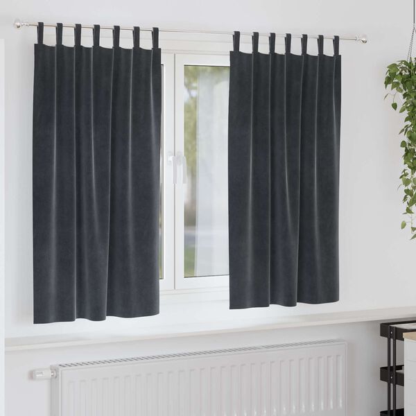 vidaXL Blackout Curtains 2 pcs Dark Grey 140 x 175 cm Velvet