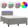 vidaXL Box Spring Bed with Mattress&LED Light Grey 120x200cm Velvet