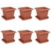 vidaXL Plant Pots 6 pcs Brick Red Plastic