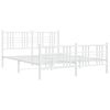 vidaXL Metal Bed Frame without Mattress with Footboard White 160x200cm