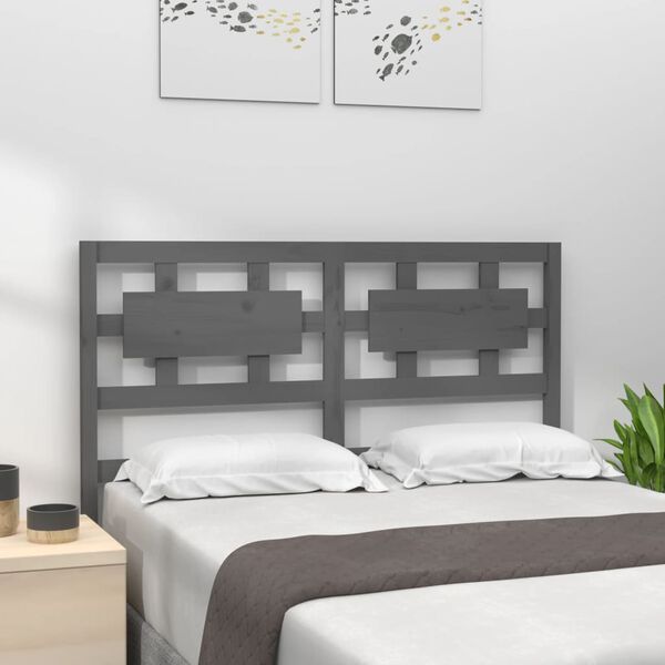 vidaXL Bed Headboard Grey 125.5x4x100 cm Solid Wood Pine