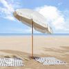vidaXL Parasol Grey and White Ø 160 x 195 cm Steel
