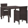 vidaXL Garden Dining Set 3 pcs Brown Polypropylene