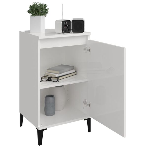 vidaXL Bedside Cabinet High Gloss White 40x35x70 cm Engineered Wood
