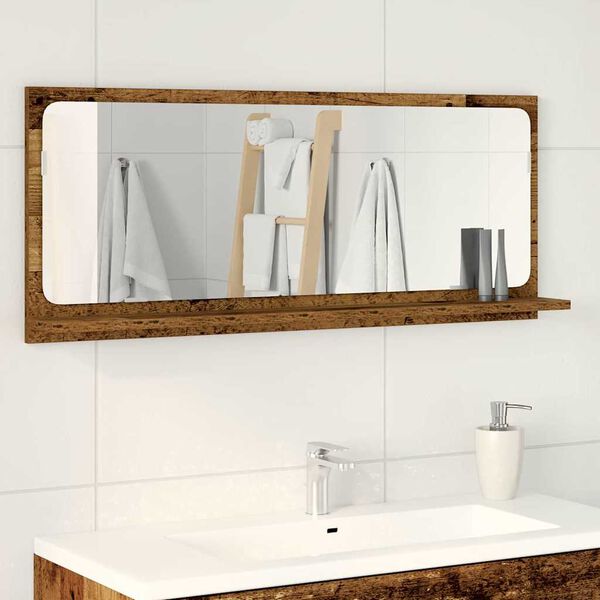 vidaXL Mirror Shelf Old wood 90 x 10.5 x 37 cm Engineered Wood