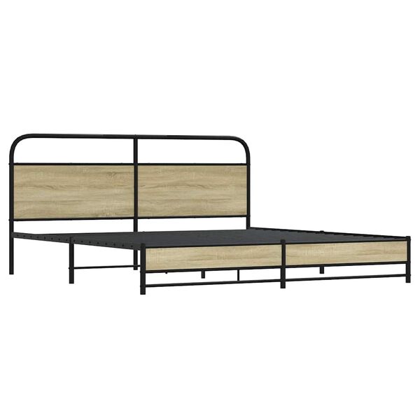 vidaXL Metal Bed Frame without Mattress Sonoma Oak 183x213 cm