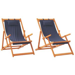 vidaXL Folding Chairs 2 pcs Blue Fabric