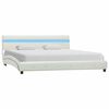 vidaXL Bed Frame with LED without Mattress White Faux Leather 150x200cm