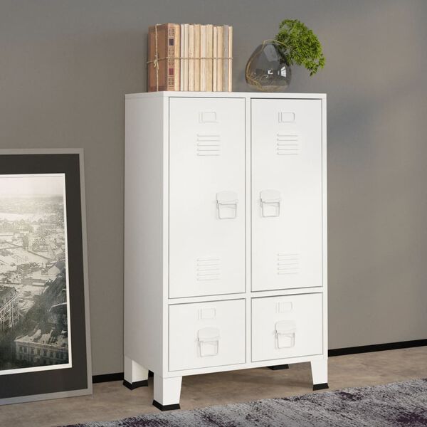 vidaXL Industrial Wardrobe White 67x35x107 cm Steel