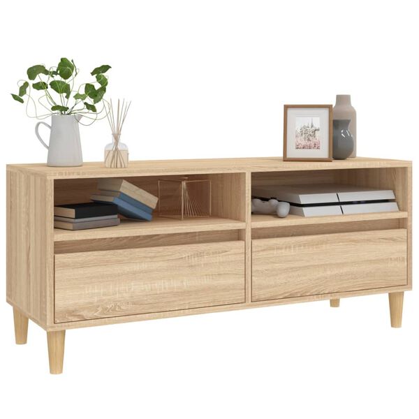 vidaXL TV Cabinet Sonoma Oak 100x34.5x44.5 cm Engineered Wood
