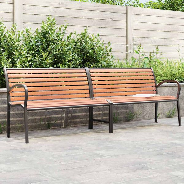 vidaXL Garden Bench Brown 231 cm Wood and Powder-coated Steel