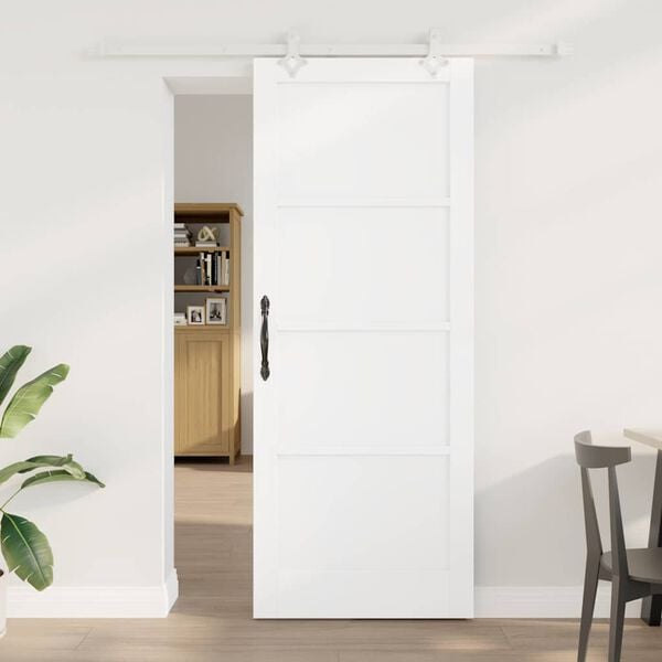vidaXL Sliding Door White 83 x 211 cm Solid Pine Wood