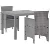 vidaXL Garden Dining Set 3 pcs Light Grey Polt rattan