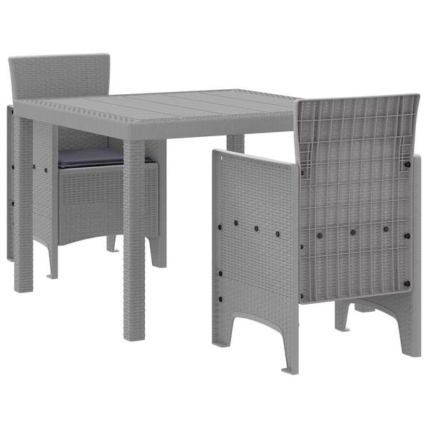 vidaXL Garden Dining Set 3 pcs Light Grey Polt rattan