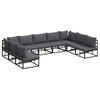 vidaXL Garden Sofa Set 9 pcs Black Aluminium